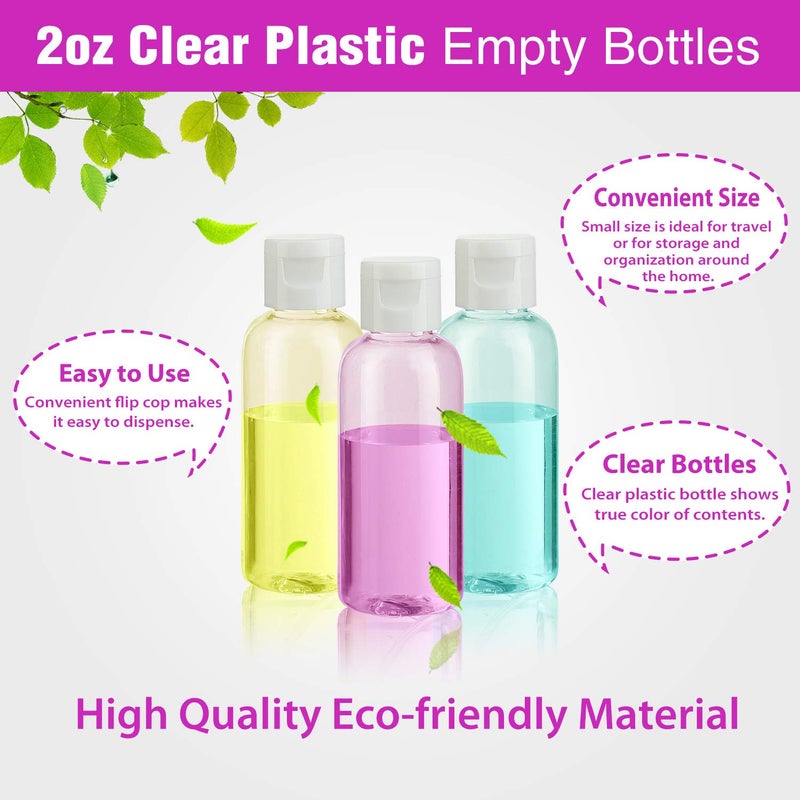 Dabacc 30 Pcs 2 oz Clear Plastic Empty Bottles with Flip Cap for Travel Size Liquids - Image 5